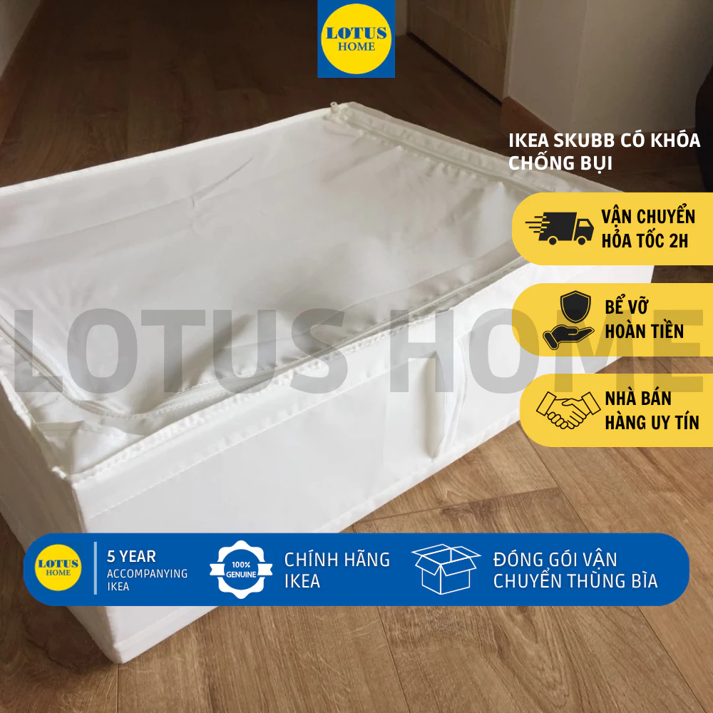 IKEA Ngăn vải chứa đồ có khóa chống bụi thông minh SKUBB IKEA - Trắng 4 vn 11134207 7r98o