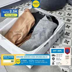 69cm IKEA Ngăn vải chứa đồ có khóa chống bụi thông minh SKUBB IKEA - Trắng dài 69cm