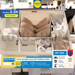 IKEA Ngăn vải chia đồ thông minh SKUBB IKEA - Trắng