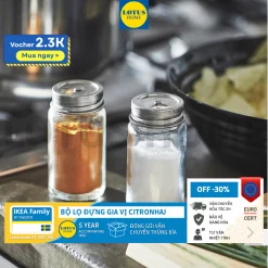 IKEA Bộ 2 lọ đựng gia vị IKEA CITRONHAJ mẫu mới 2025