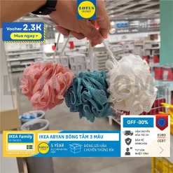 IKEA bộ 3 miếng bông tắm tạo bọt IKEA ABYAN nhập khẩu Thái Lan