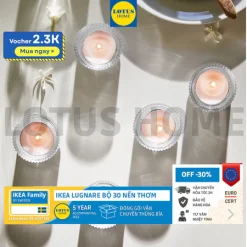 IKEA bộ 30 nến thơm IKEA LUGNARE quà tặng cho tâm trạng, hương thơm lâu dài đa hương vị thời gian cháy 3,5H