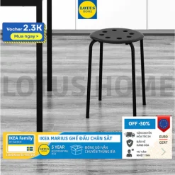IKEA Ghế đẩu tròn chân sắt tự lắp ghép IKEA Marius
