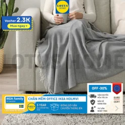 IKEA chăn mềm văn phòng, chăn cho bé màu xám IKEA HOLMVI