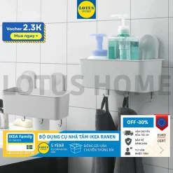 IKEA bộ dụng cụ để đồ nhà tắm có móc treo để đồ gắn tường IKEA RANEN
