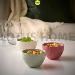IKEA bộ 3 bát ăn cơm men sứ đá cao cấp IKEA KEJSERLIG