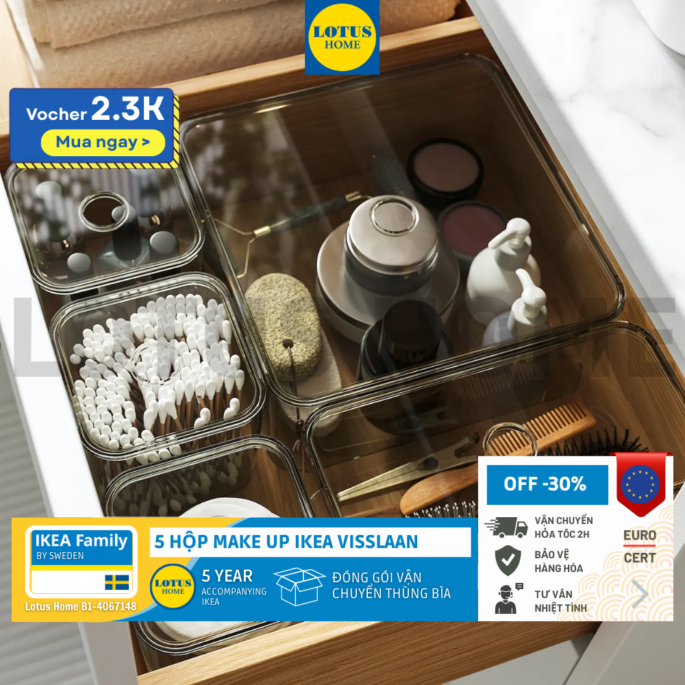 IKEA bộ 5 hộp đựng mỹ phẩm cao cấp phong cách bắc âu IKEA VISSLAAN 1 IKEA bộ 5 hộp đựng mỹ phẩm cao cấp phong cách bắc âu IKEA VISSLAAN