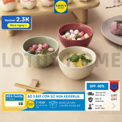 IKEA bộ 3 bát ăn cơm men sứ đá cao cấp IKEA KEJSERLIG