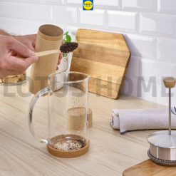 IKEA hộp đựng trà cà phê bằng tre cao cấp có thìa tre IKEA RODMULLE