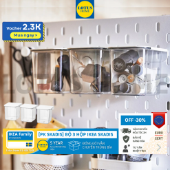 IKEA phụ kiện bảng cài SKADIS bộ 3 hộp nhựa đựng đồ có nắp IKEA SKADIS